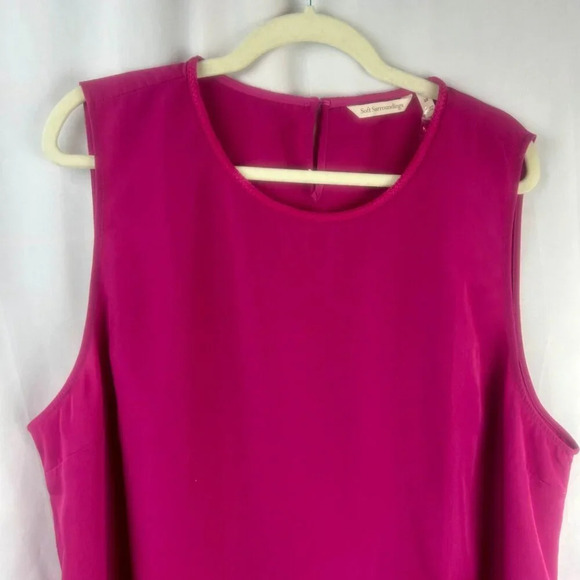 NEW Soft Surroundings‎ Tank Blouse Women Plus 2X Pink Braided Trim High Low Hem - Picture 4 of 7